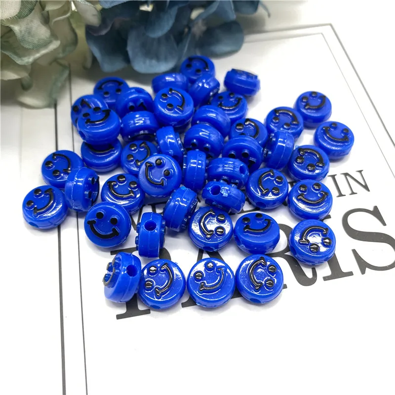 30Pcs 10mm Colourful Smiling Face Letter Acrylic Loose Spacer Beads for Jewelry Making DIY Handmade Bracelet Accessories | Украшения и