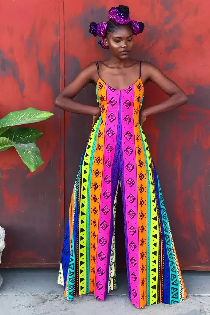

2021 Polyester African Clothes for Women New Ladies Dashiki Print O-Collar Ankara Style Trousers Fashion Robe Africaine Jumpsuit
