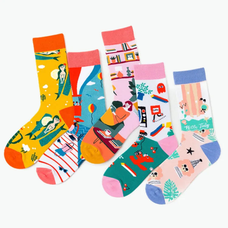 

1 Pair Drop shipping Woman Men Colorful Combed Cotton Happy Novelty Animal Socks Hip Hop High Quality Skateboard Funny Sock