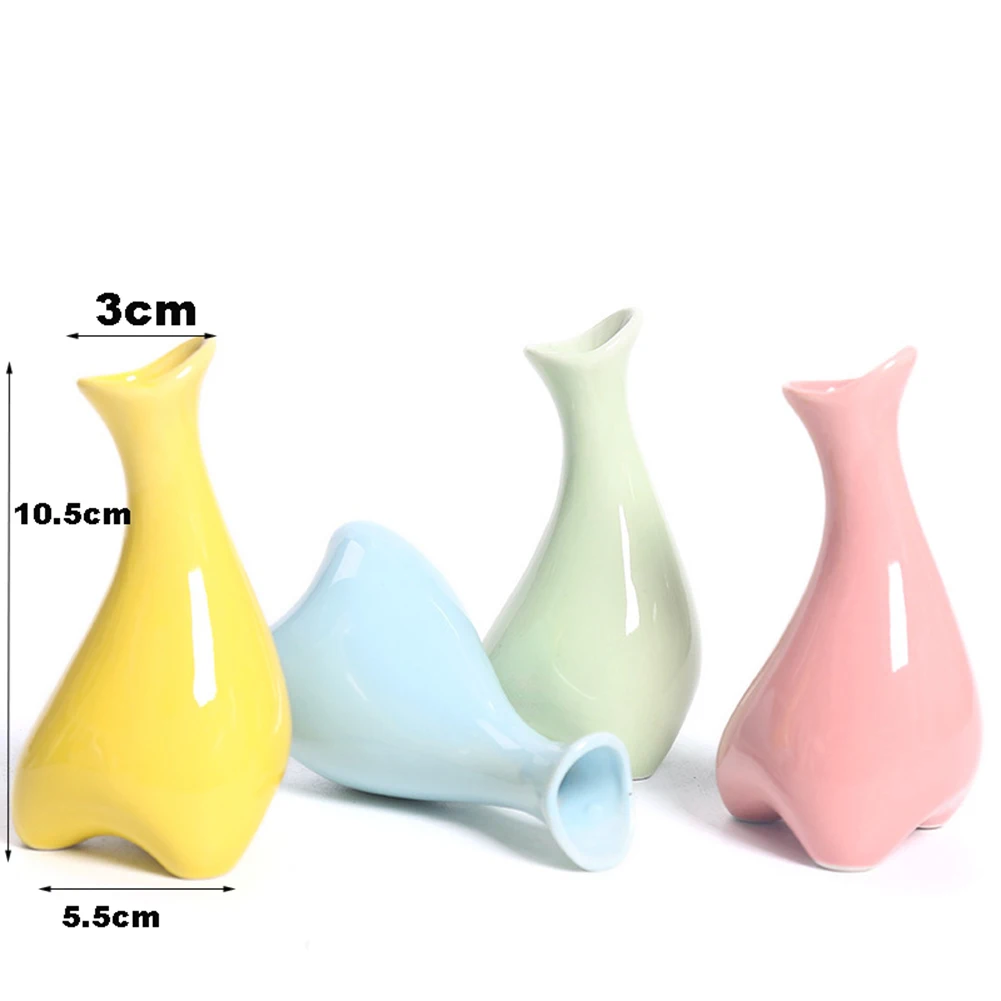 

Nordic Smooth Ceramic Mini Flower Pot Cute Candy Color Vase Wedding Home Office Decor Ornaments Desktop Hydroponic Container