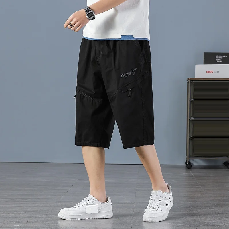 

summer men cargo shorts army green loose cotton zipper pockets shorts plus size 7XL 8XL home casual shorts thin Comfortable 60