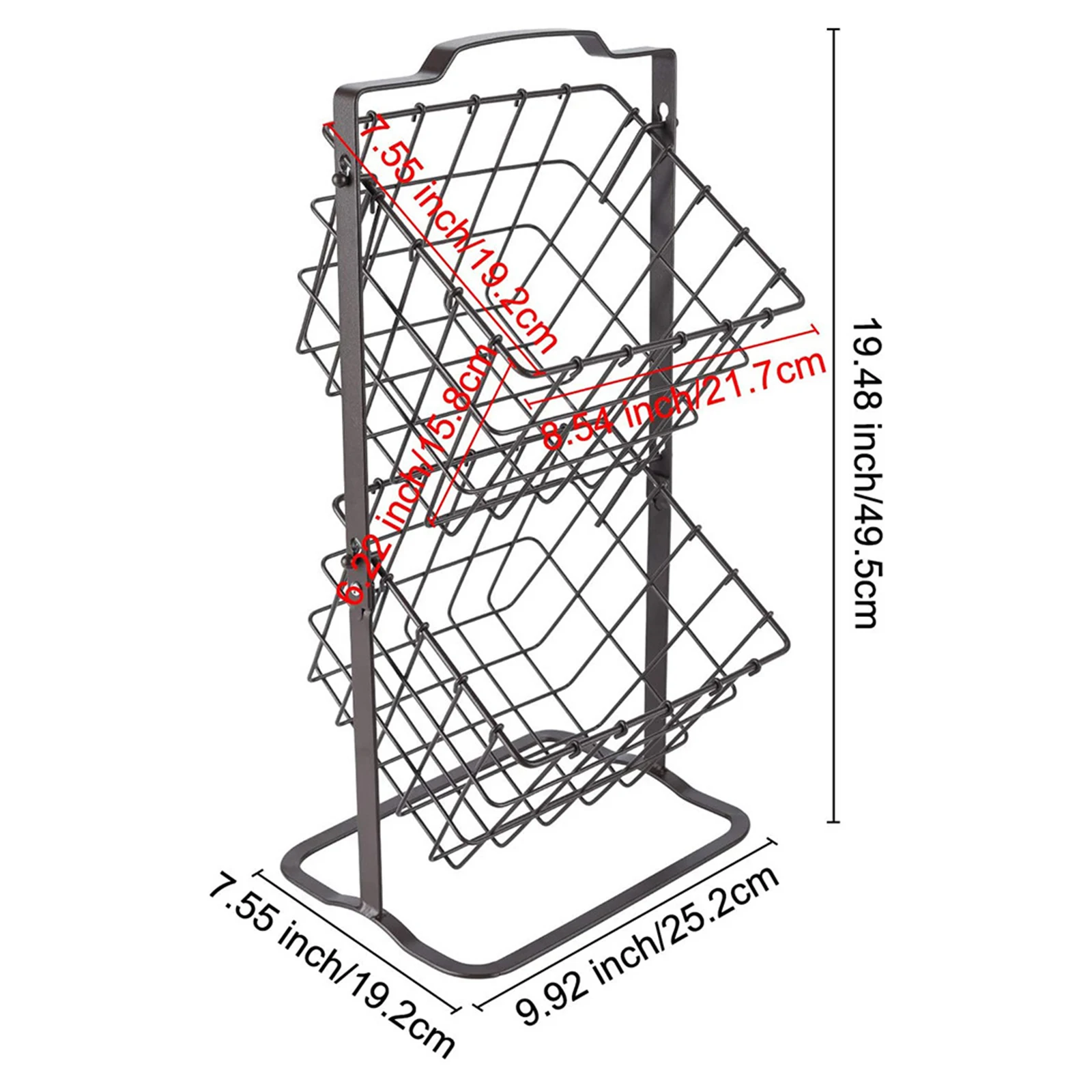 

Wire Market Basket Stand 2-Tier Storage Shelf Organizer for Fruit Vegetables Toiletries Household Items Dropshipping