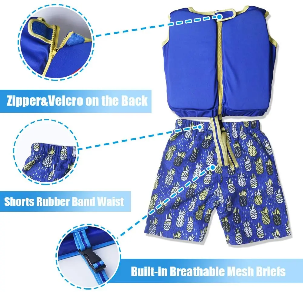 Erapinky детский жилет для плавания синий + шорты детей ясельного возраста плавучий
