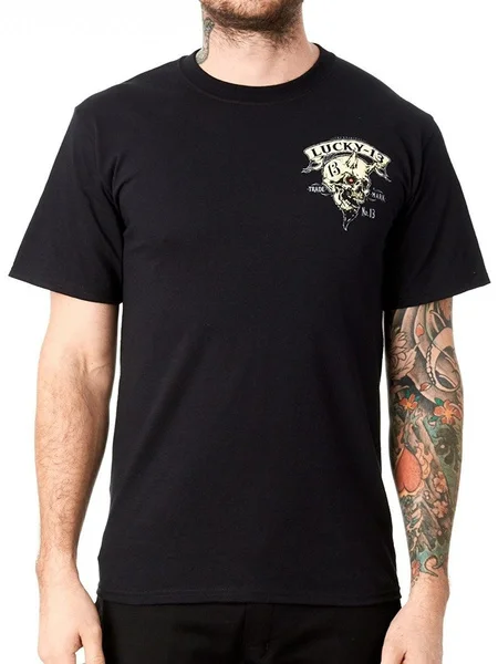 

Tee Mens Lucky 13 Black Evil Skull Men Short Sleeve T-Shirt
