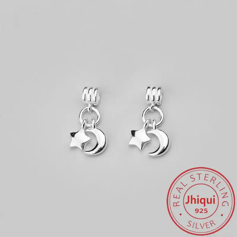 

1 шт. 925 пробы серебряный шарм с Луной и Звездой Кулон для DIY изготовления браслетов из чистого серебра