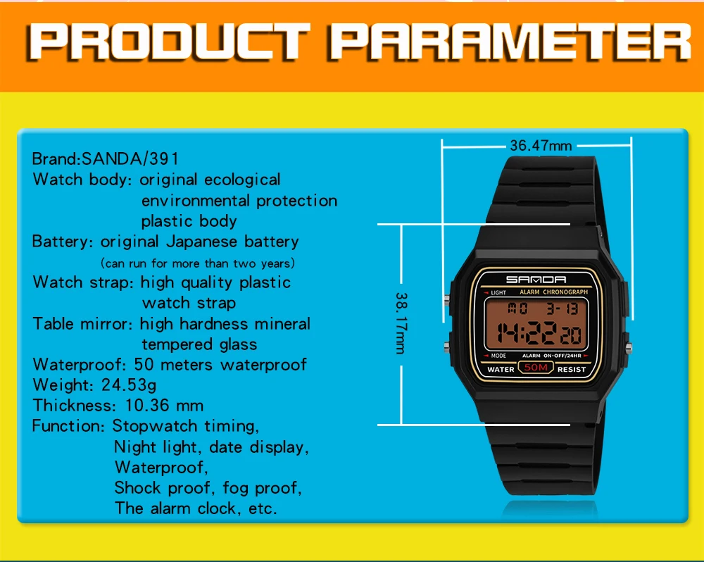 SANDA Kids Watches Anti-Shock 5Bar Waterproof Outdoor Sport Children Watches Fashion Digital Watch Relogio Masculino