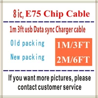 100pcslot new box 1m3ft 2m6ft original 8ic e75 chip od3 0mm data sync usb charger cable for foxconn for 11 7 8 plus xs xr
