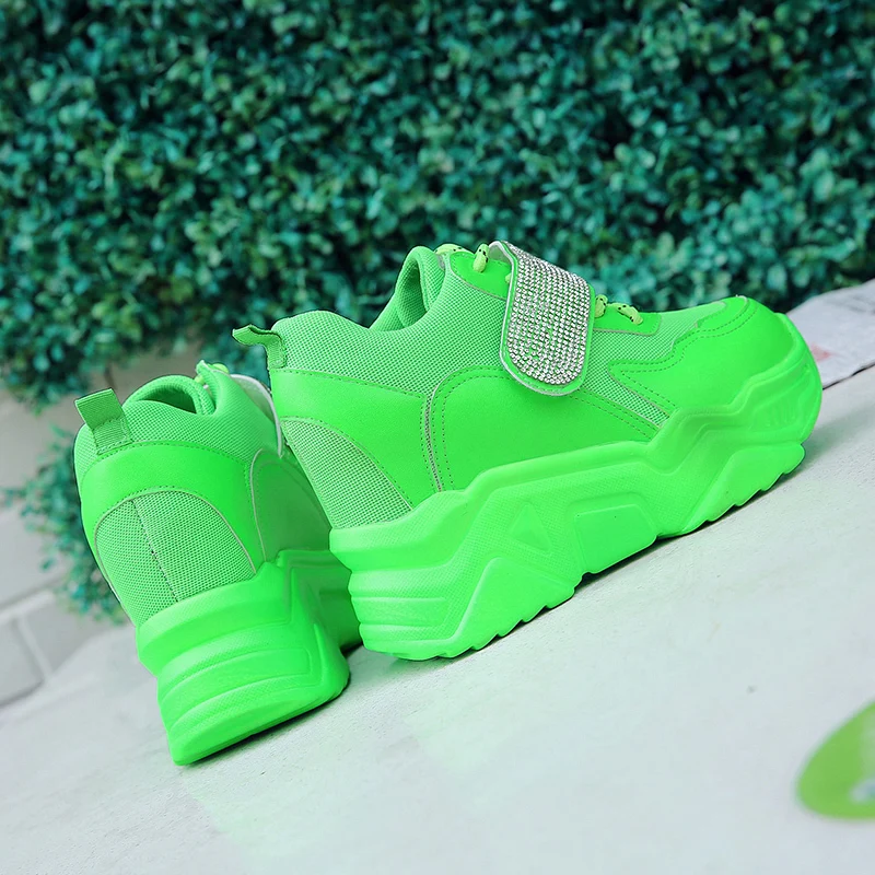Bjakin Hot Sell Sneakers Women Stylish Thick Sole Running Shoes Height Increasing Chunky Sport Green Girl Chaussures Femme | Спорт и