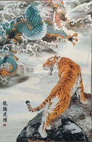 36 china embroidered cloth silk 12 zodiac animal tiger dragon mural home decor painting dwcx022