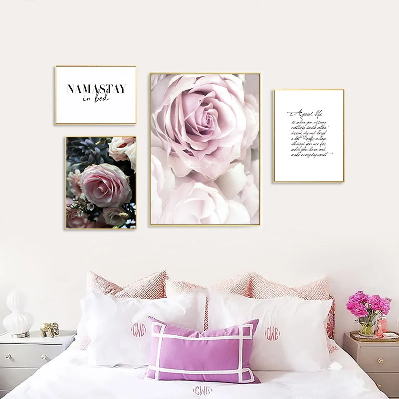 

Elegant Flower Rose Scandinavian Poster Quotes Nordic Style Plant Wall Art Canvas Print Painting Botanical Decoration Picture