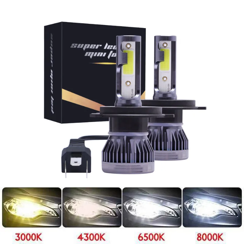 

2Pcs LED Mini Car Headlight 12000LM H1 H3 H7 H8 H9 H11 9005 HB3 9006 HB4 9012 H4 Hi/Lo 3000K 6000K 8000K Auto head Lamp Bulb