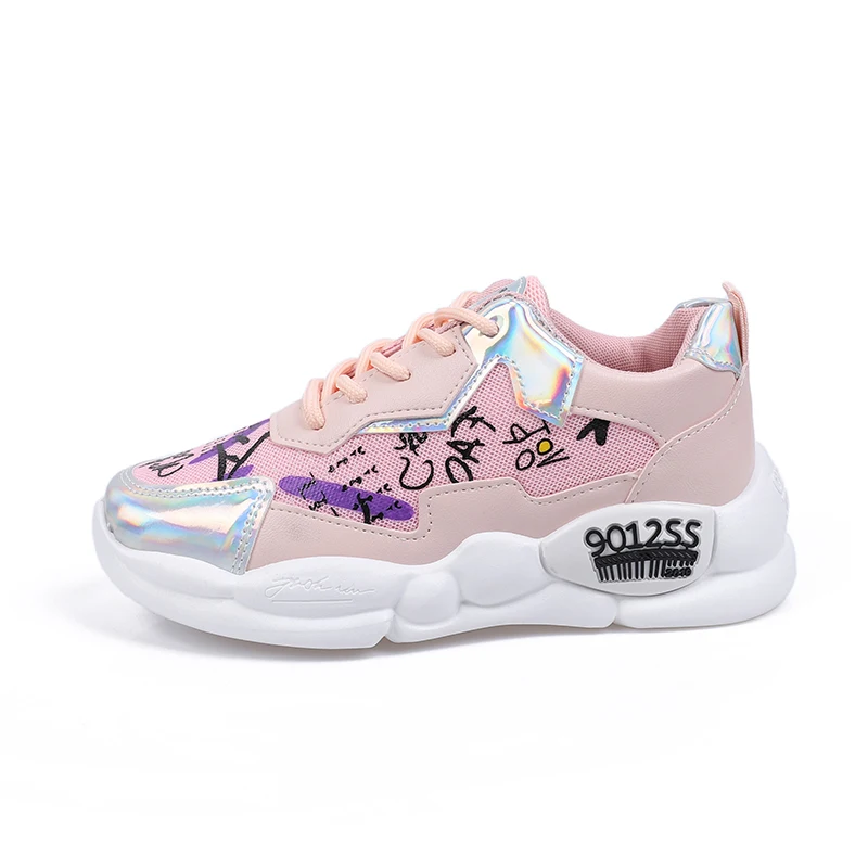 Women Running Shoes Pink Sneakers New Laser Graffiti Autumn Ladies Platform Breathable Gym Sports Triple-S Walking | Спорт и