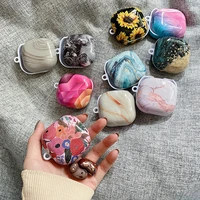 vintage fashion marbling flowers pattern headset case for samsung buds live render smooth hard plastic luxury cover scratchproof