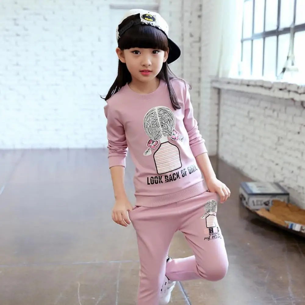 

Girls Clothes Suit Cute printing Toddler Baby Kids Suit Long Sleeve Dress T-Shirt+Pants Outfit Girl Tracksuits Costume 3-8 years