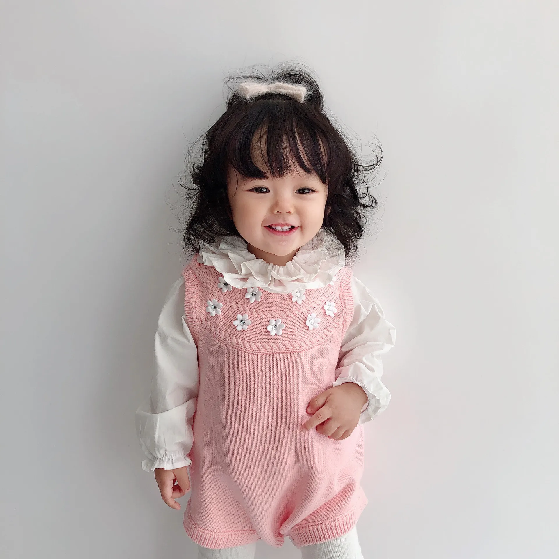Свитер для маленьких девочек Весенняя вязаная одежда из чистого хлопка Детский