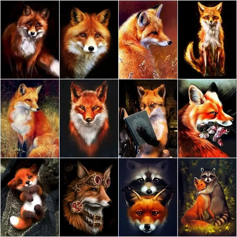 

GATYZTORY 40x50CM Coloring By Number Fox Animal HandPainted Painting Art Gift DIY Pictures By Numbers Kits Home Decor