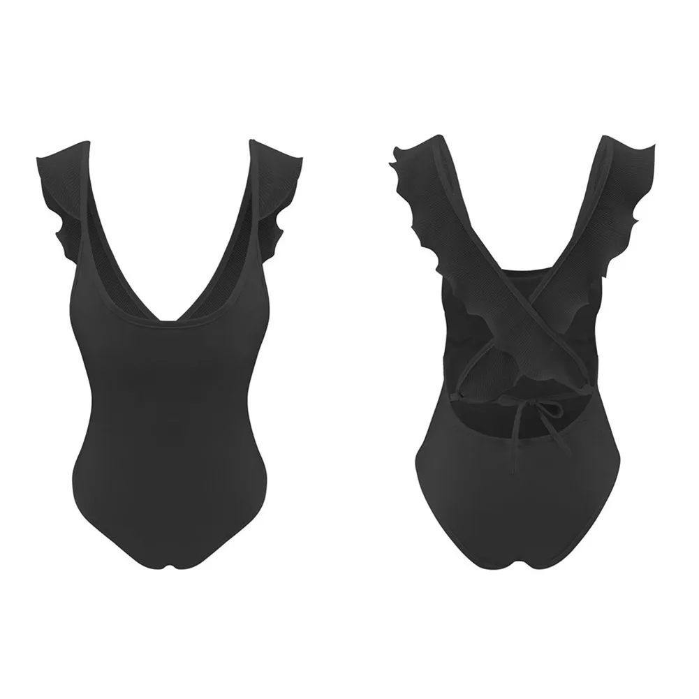 

Women Swimsuit Monokini Lace Hem Backless Bandage Summer Beach Party Swimwear SAL99