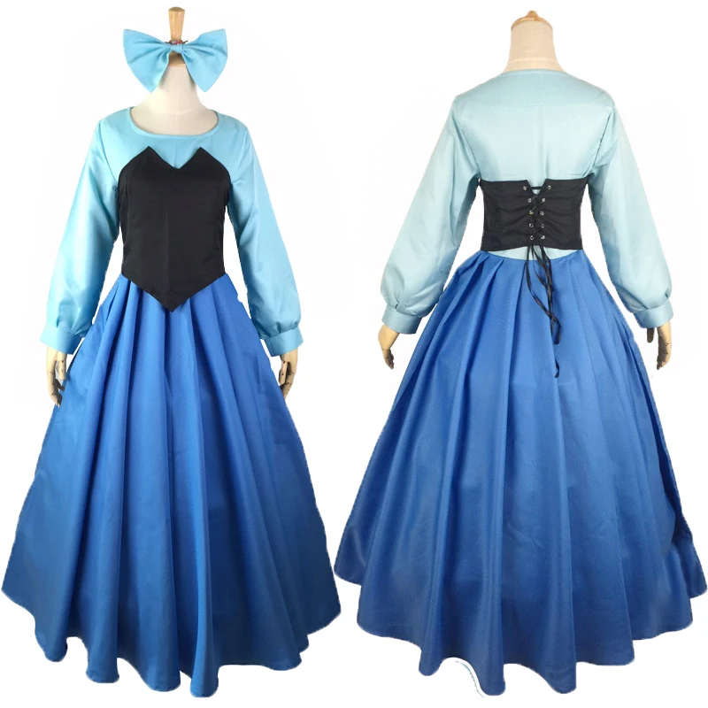 С рисунком маленькая русалочка Косплей Костюм Платье море дочь принцесса платье