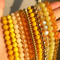 natural stone beads yellow agates hematite jespers turquoises round loose mineral beads for jewelry making diy handmade bracelet