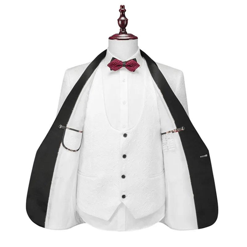 

(Jackets+Vest+Pants) 2021 Brand clothing Blazers Men high-grade swallow-tailed coat/slim fit Fashion business suit three-piece