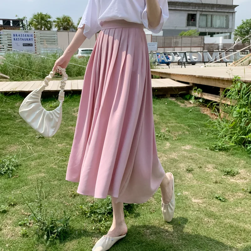 Повседневные однотонные женские платья A-образной формы с длинными юбки для