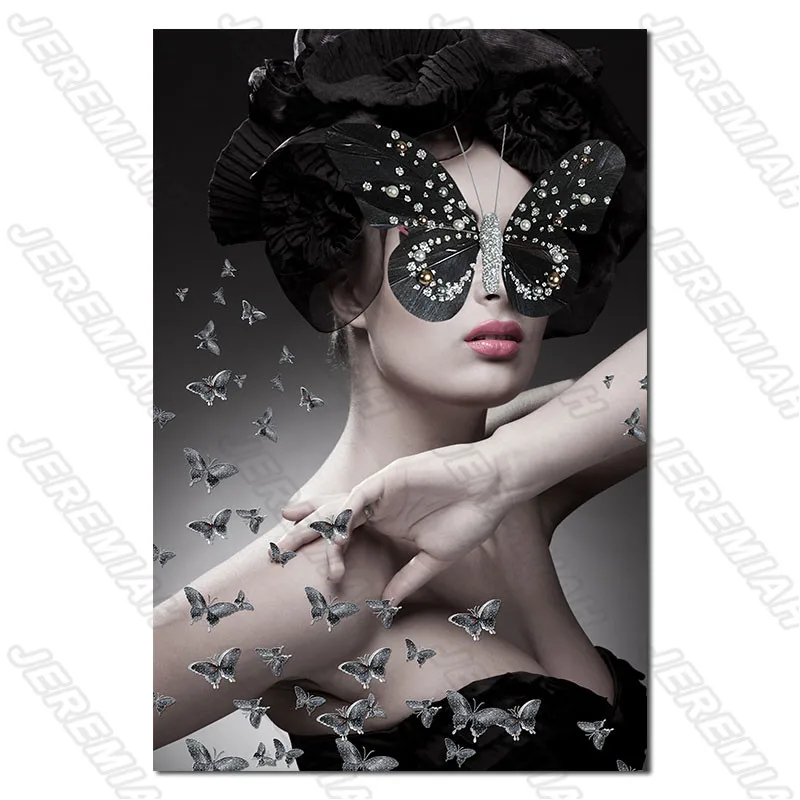 

Beauty and Butterfly Character Poster Nordic Style Wall Art Canvas Print Painting Modern Living Room Decoration