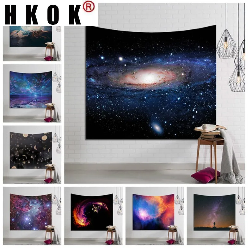 

HKOK Planet Space Tapestry Wall Rugs Wall Hanging Fabric Mural Background Cloth Towel Beach Fabric Blanket Dorm Living Home Deco
