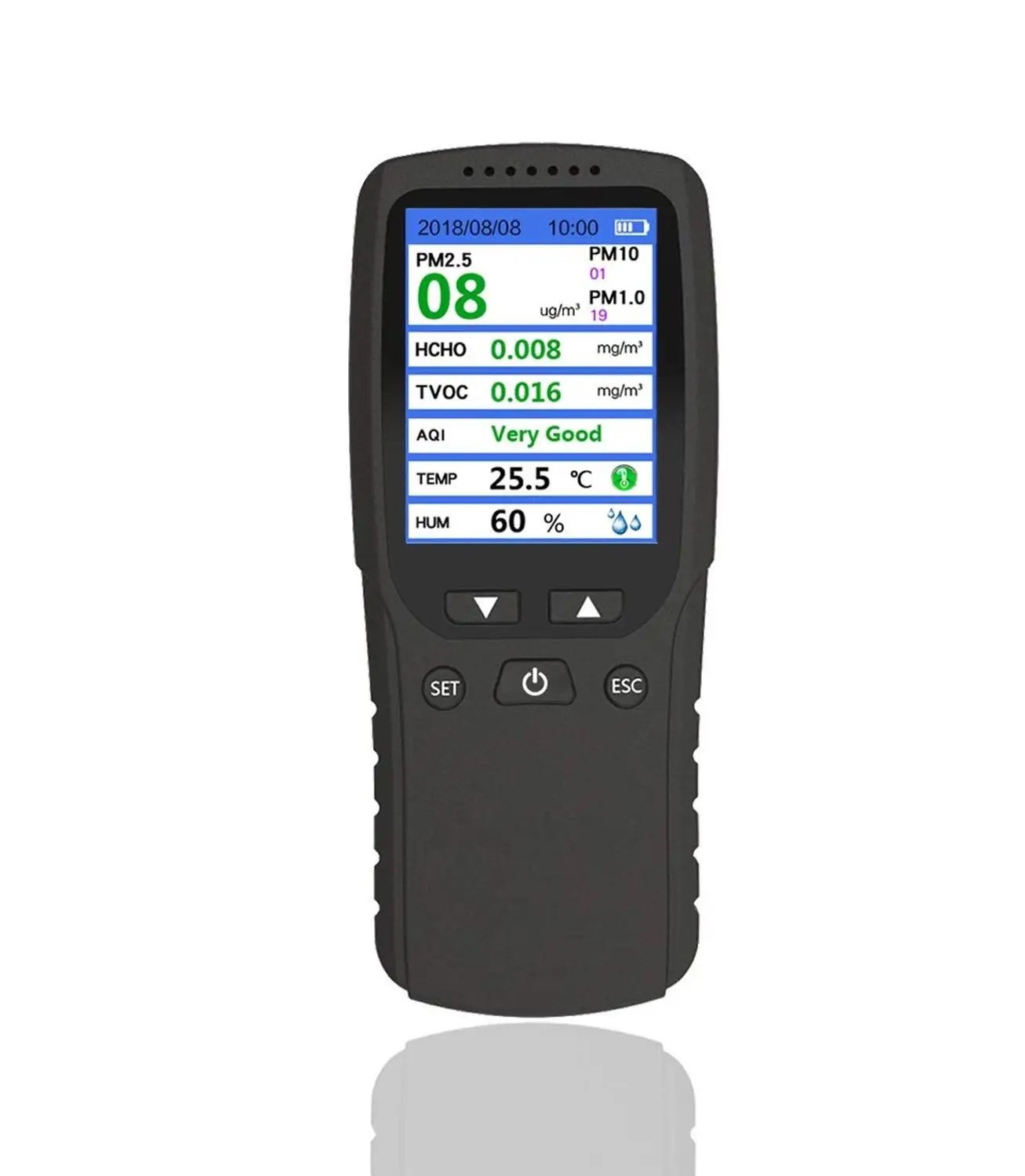 PM2.5 PM1.0 PM10 HCHO TVOC AQI монитор качества воздуха Цифровой тест пыли формальдегид er