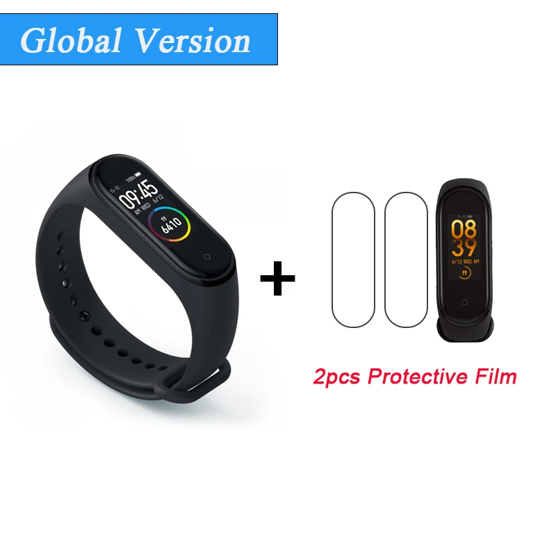 CE Add 2pcs Films Xiaomi mi Band 4 Smart mi band 4 водонепроницаемый пульсометр фитнес 135 мАч Bluetooth 5,0 50 м цветной экран - Цвет: CE Add 2pcs Films