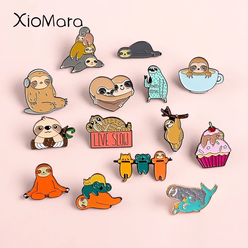 15 видов стилей милый Ленивец коала эмалевые булавки ленивый флэш значок