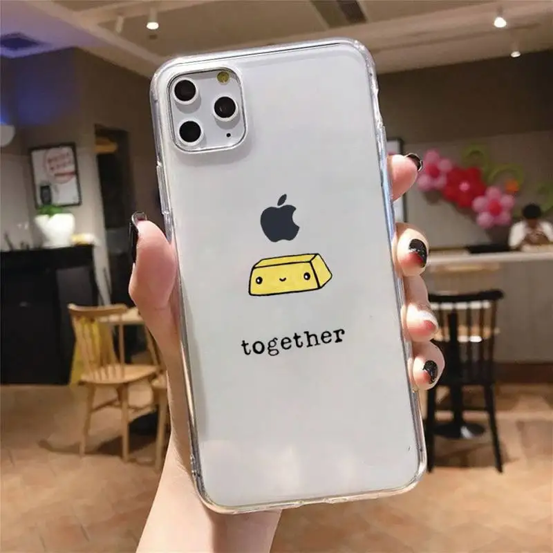 

Cute Milk Biscuits BFF Couple Phone Case Transparent for iPhone 6 7 8 11 12 s mini pro X XS XR MAX Plus