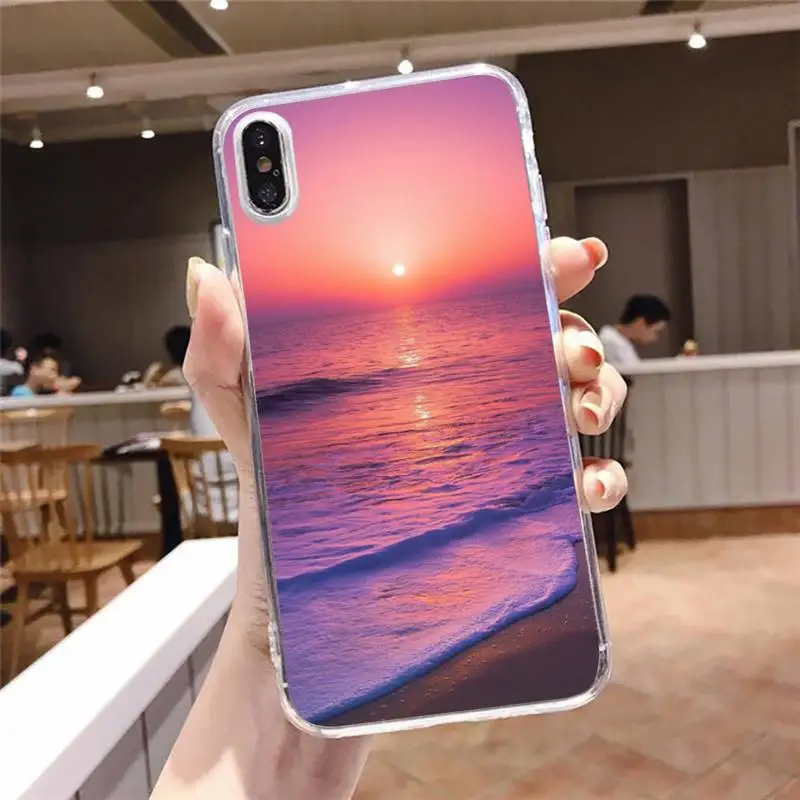 

Pink Starry sky Clouds Phone Case Transparent for iPhone 6 7 8 11 12 s mini pro X XS XR MAX Plus