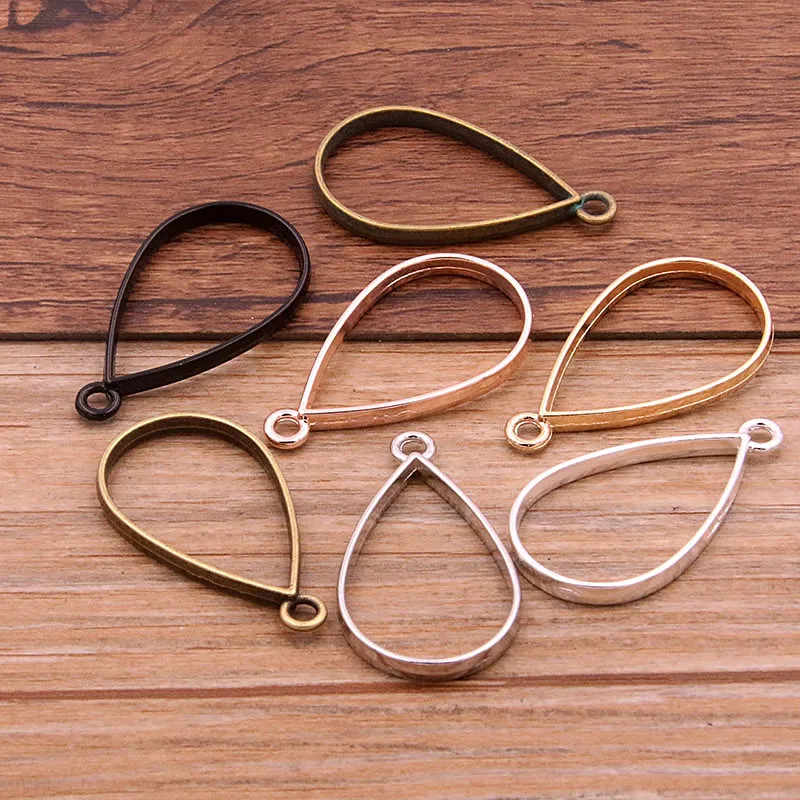 10 шт. 20*37 мм, 7 цветов, сплав, аксессуары для ювелирных изделий, капли воды, амулет, полый клей, пустая подвеска, рамка