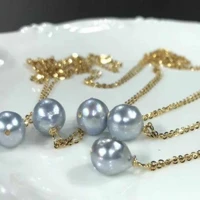 fashion natural grey baroque pearl 18k gold necklace gift lucky gift cultured new year holiday gifts accessories classic party