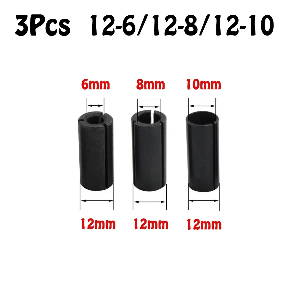

3Pcs Steel Router Bit High Precision Adapter Collet Adapter Route Tool Adapters Holder 12-6/12-8/12-10 Mm Milling Cutter Tools