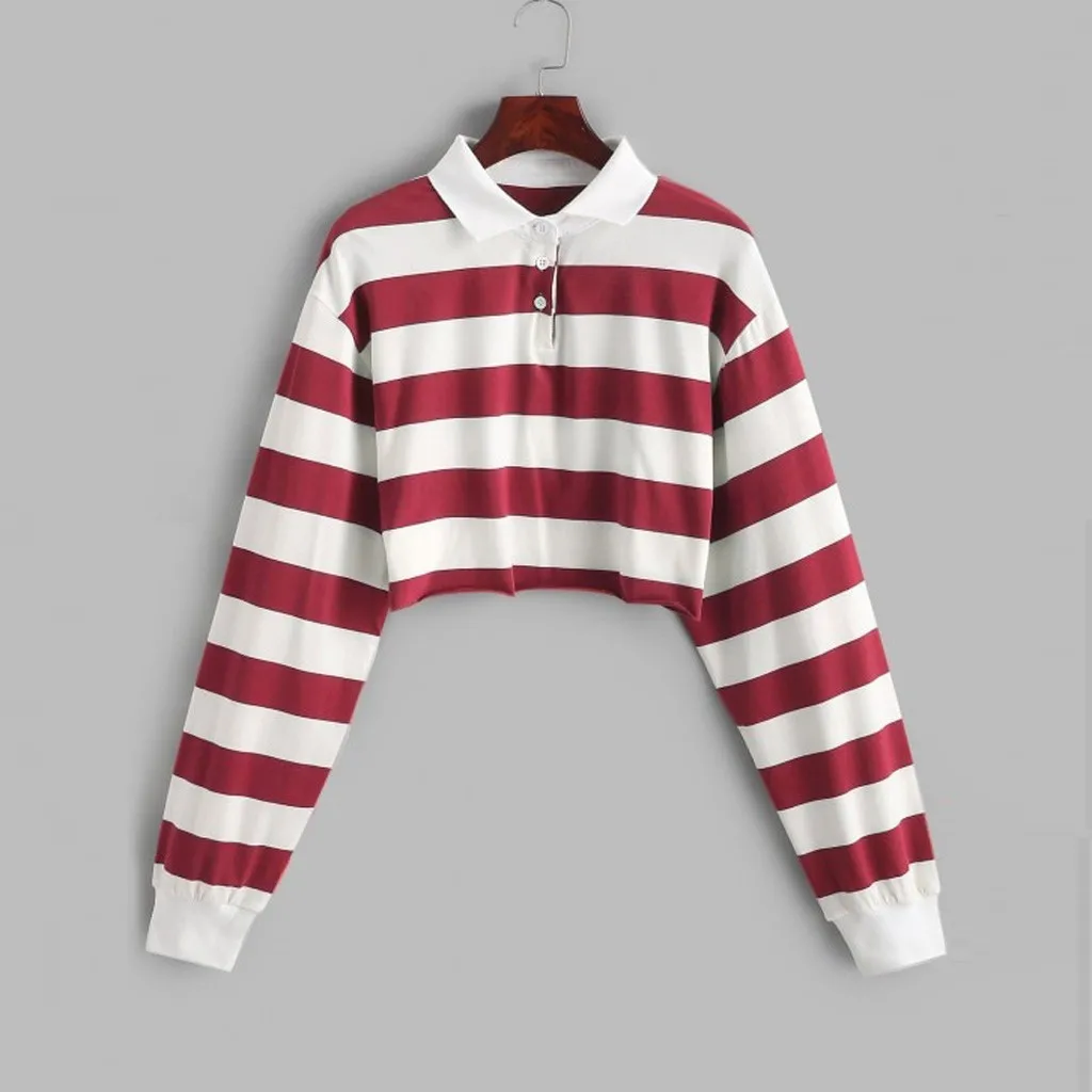 Womens Color Stripe Button Long Sleeve Pullover Hoodies Sweatshirt Tops Blouse Las Mujeres Sweetshirts Спортивный Костюм Женск