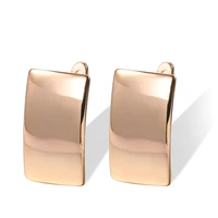 gulkina hot simple glossy dangle earrings fashion 585 rose gold square earrings for women high quality daily fine jewelry