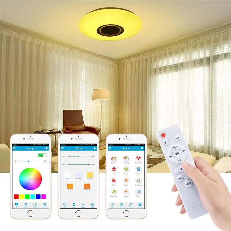 Светодиодный потолочный светильник Smart Music цветной с Bluetooth динамиком встроенный