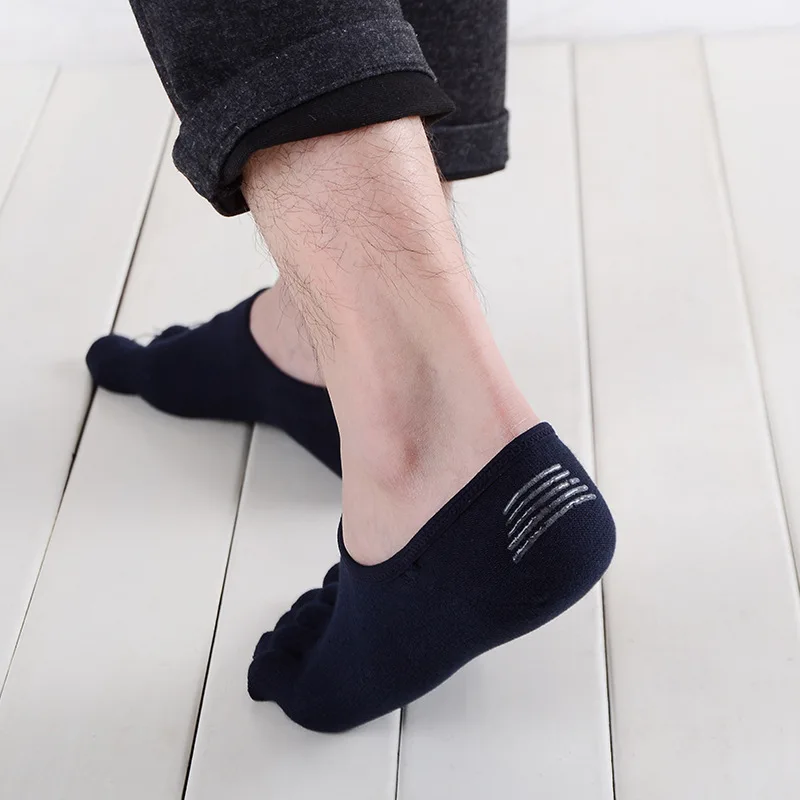 

Men Boat Socks with Toes Cotton Summer Autumn Non-Slip Breathable Deodorant Low Cut Five Fingers Invisible Socks Mans Hot Sale