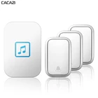 Водонепроницаемый автономный беспроводной дверной звонок CACAZI, 150 м, дистанционное управление без батареек, 3 кнопки, 1, 2, 3 приемника, звонок для домашнего звонка