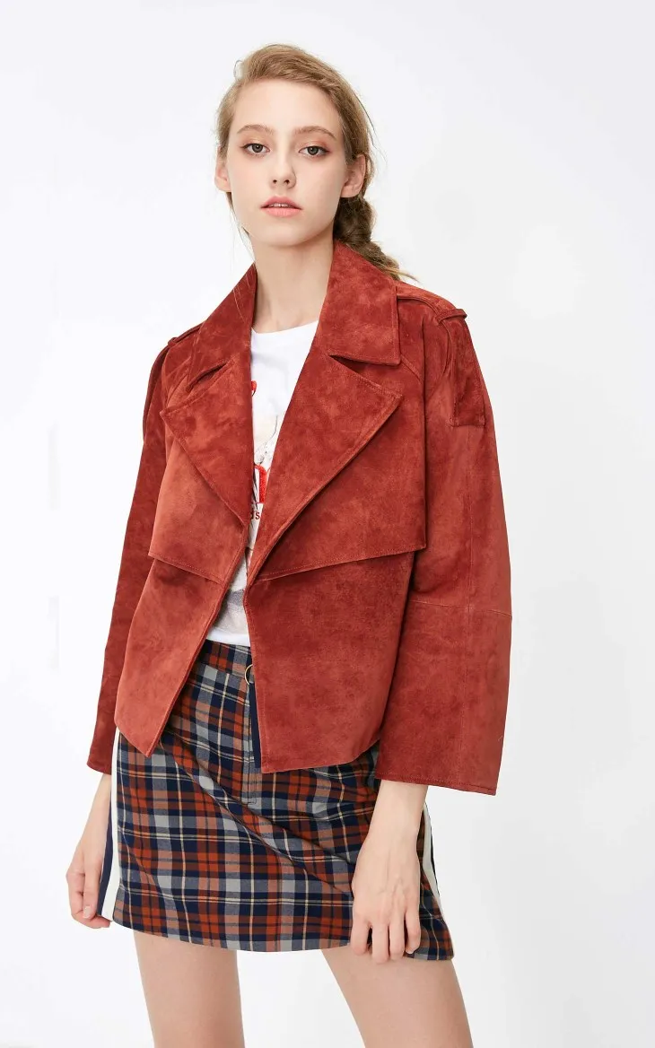 Vero Moda Новая женская кожаная куртка из свиной кожи с лацканами на шнуровке | 318310519