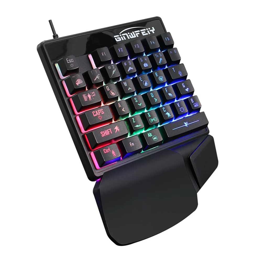 

JX200 Laptop Desktop Professional Computer Mouse 35 Keys USB 2.0 Wired RGB Backlight One-Handed Mechanical Keyboard Mouse
