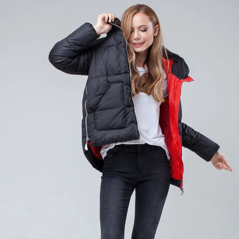 

CEPRASK 2021 New Winter Women's Jacket High Quality Bright Colors Insulated Puffy Coat Outerwear hooded Parka Loose Cut