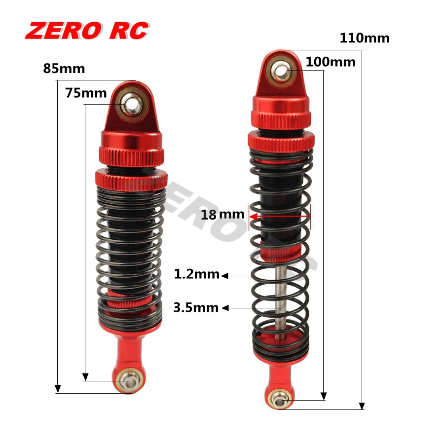 4PCS ALLOY 100MM OIL SUSPENSION SHOCKS ABSORBER EXTERNAL SPRING DAMPERS For SCX10 TRX-4 II III JEEP ROCK CRAWLER RC TRUCK | Игрушки и