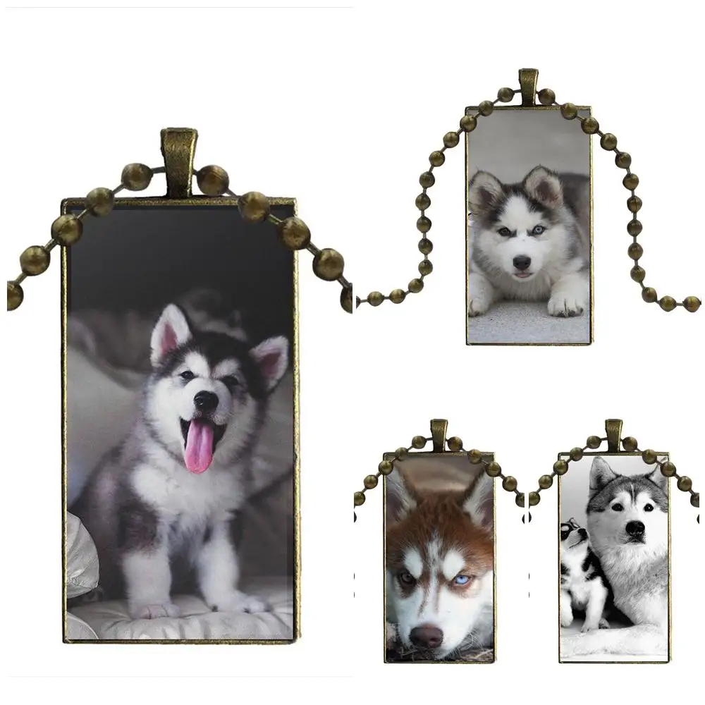 Для мужчин и женщин Модный стеклянный подвесной брелок ожерелье бронзового