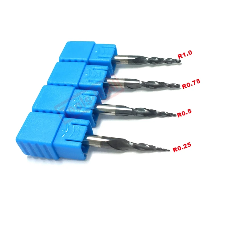 Концевые фрезы D4 * 15 50L 2F R0.25 & R0.5 R0.75 R1.0 с вольфрамовым твердосплавным покрытием