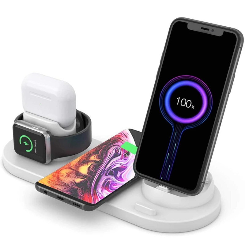 

6 in 1 Phone Wireless Charger Stand Multifunction Quick Charge Type-C for iPhone IWatch Wireless Fast Charging