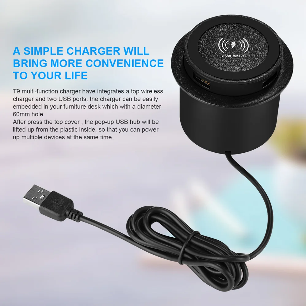 qi fast wireless charger pop up desktop embedded fast wireless charger with usb port 30w universal for iphone xiaomi smartphone free global shipping