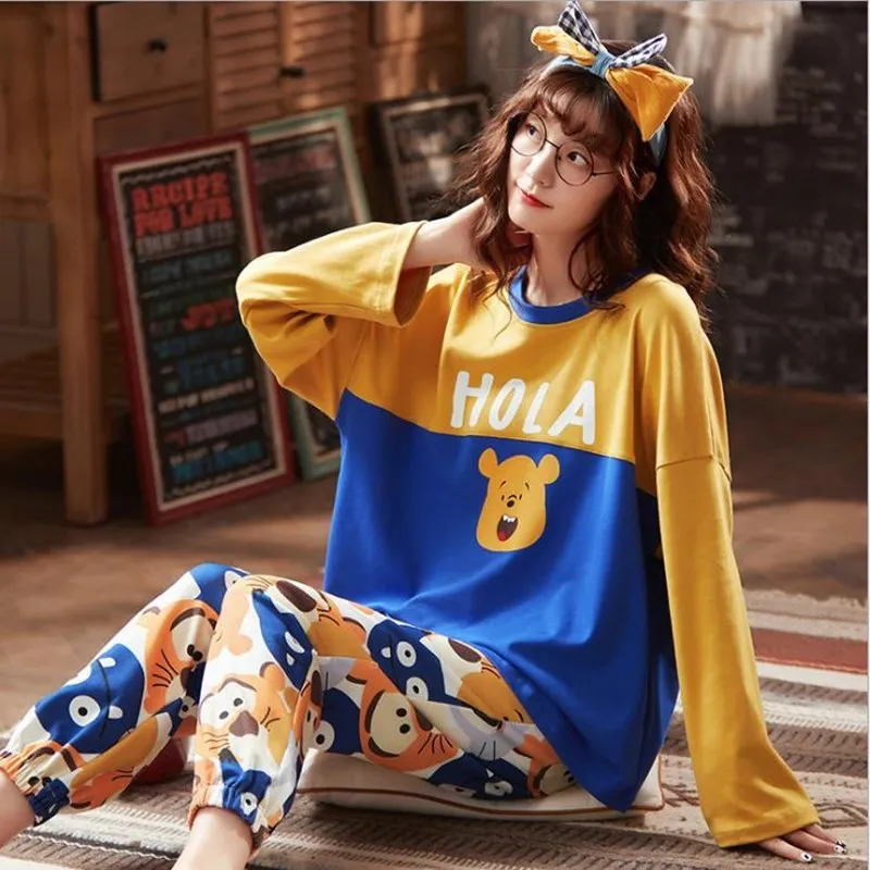 Japan Anime Autumn Cotton Pajamas for Women Cute Night Sleepwear Chibi Maruko-chan Female Pijamas Suit Long Sleeve Pyjama Mujer