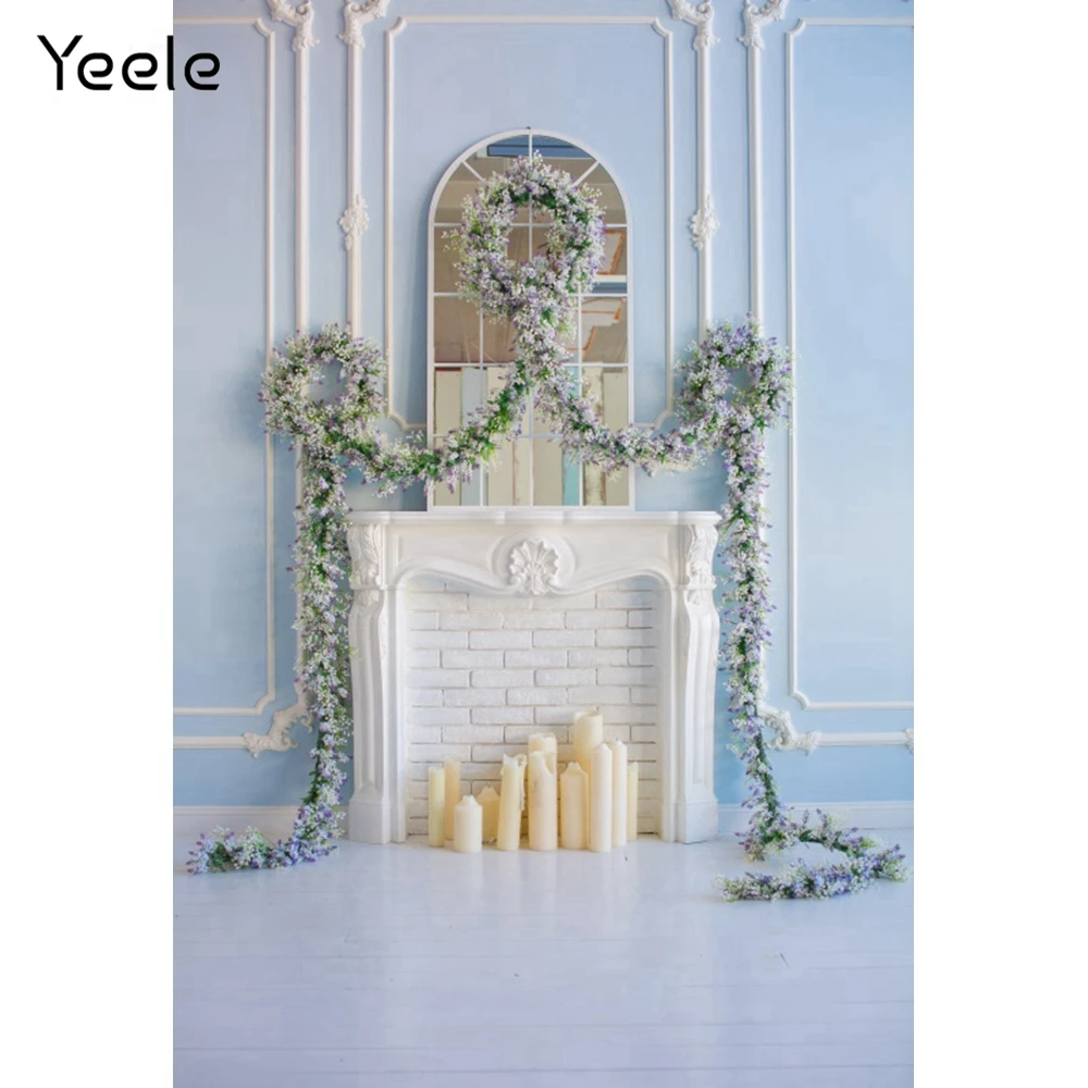 Фоны для фотосъемки Yeele с изображением белых стен полки растений камина любовных